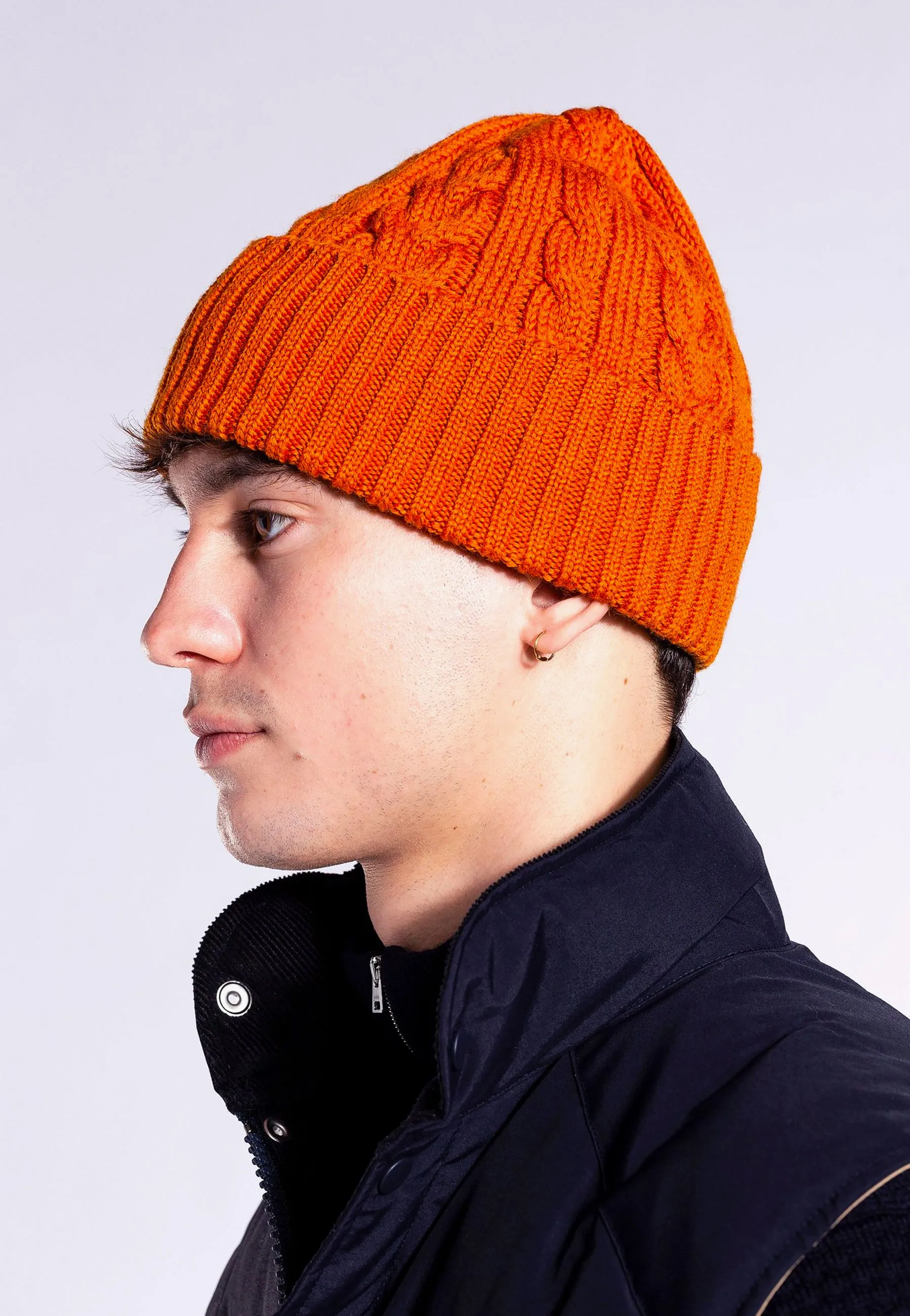 Cable Beanie - Burnt Orange