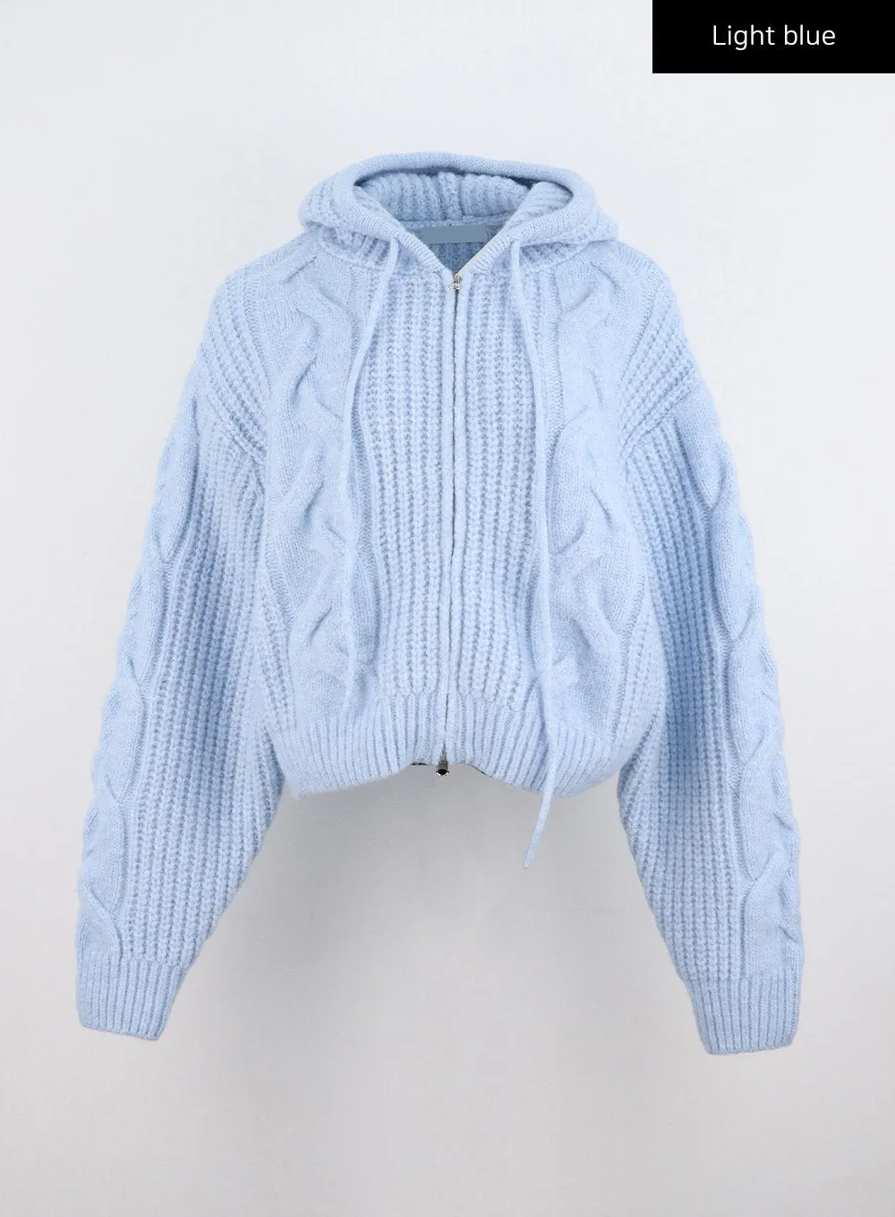 Cable Knit Hooded Zip Up Sweater CO306