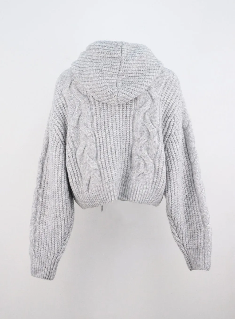 Cable Knit Hooded Zip Up Sweater CO306