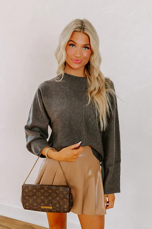 Cafe Social Knit Sweater Top in Charcoal