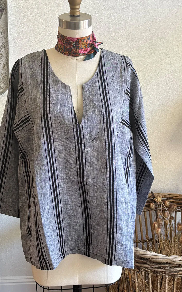 Caftan Top in Black Stripe