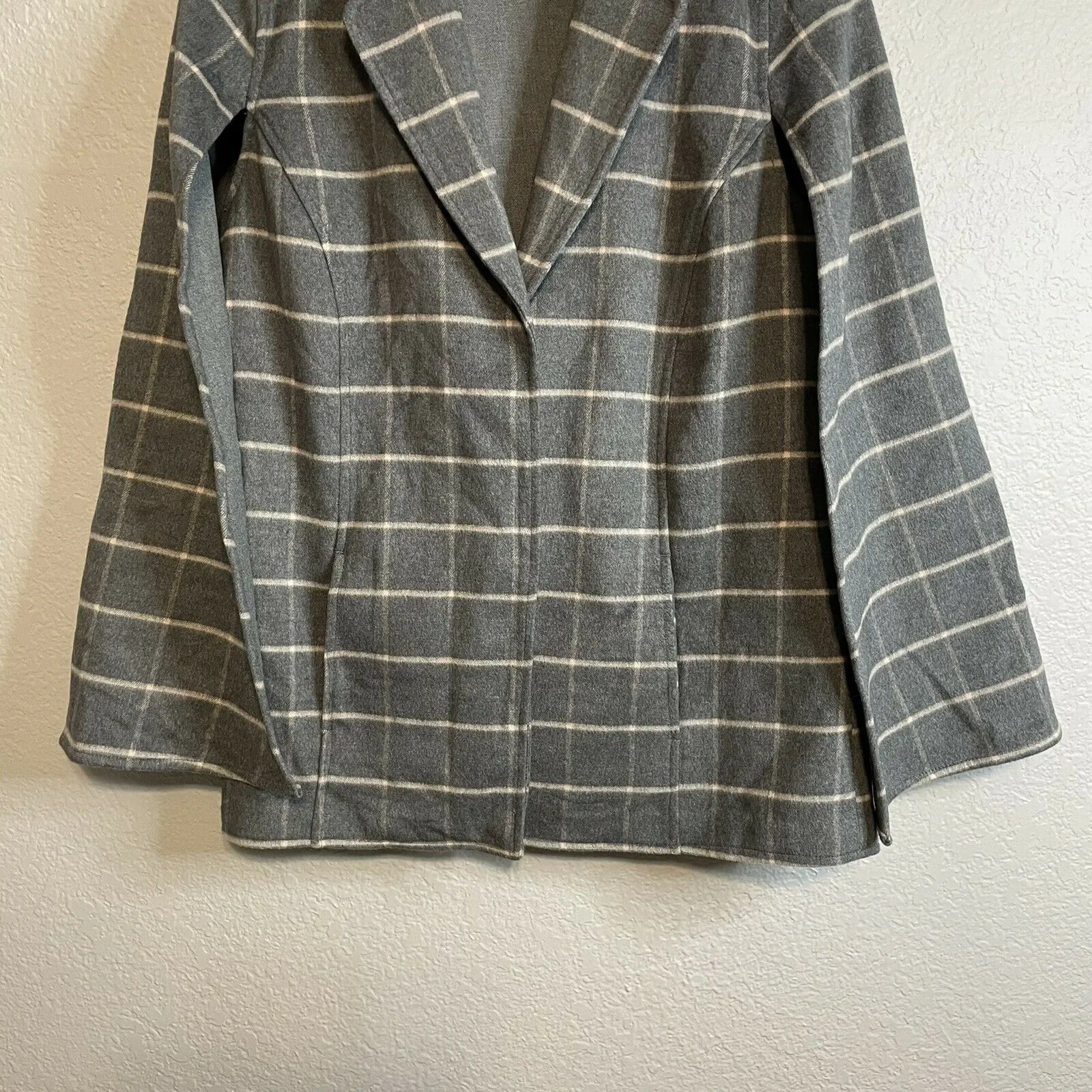 Cape Windowpane Plaid Poncho Jacket