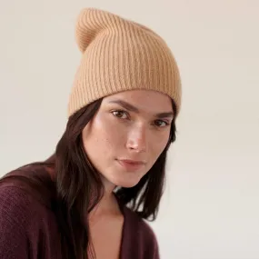 Cashmere Plush Rib Beanie (Caramel)