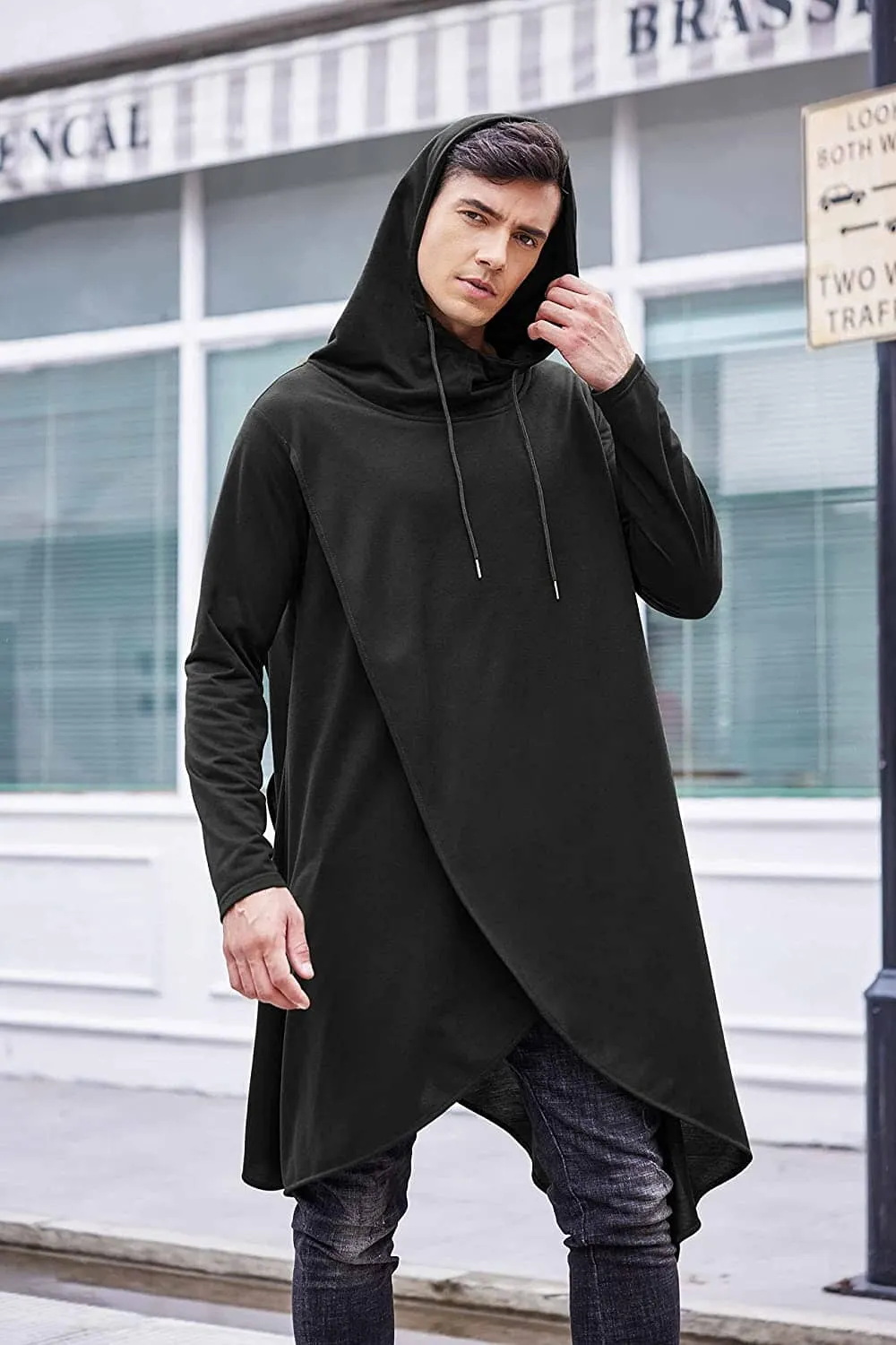 Casual Asymmetrie Hem Pullover Hooded Poncho Sweatshirt (US Only)