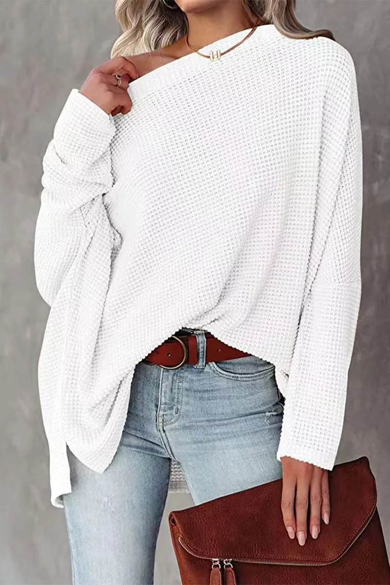 Casual Solid Solid Color Oblique Collar Tops