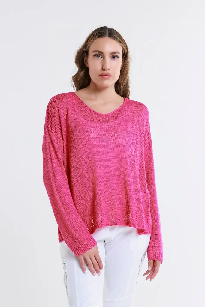 Cheryl LS Ribbed Linen Blend Sweater (BLS231)