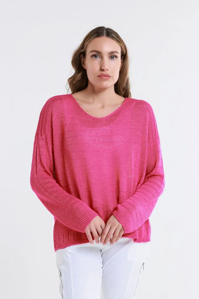 Cheryl LS Ribbed Linen Blend Sweater (BLS231)