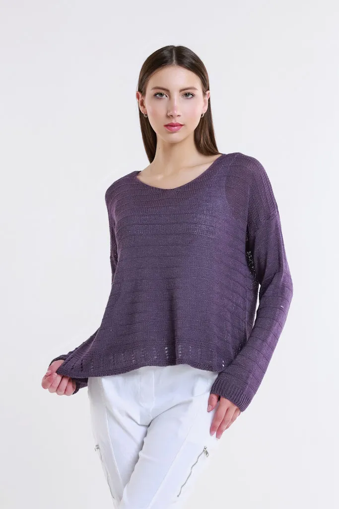 Cheryl LS Ribbed Linen Blend Sweater (BLS231)