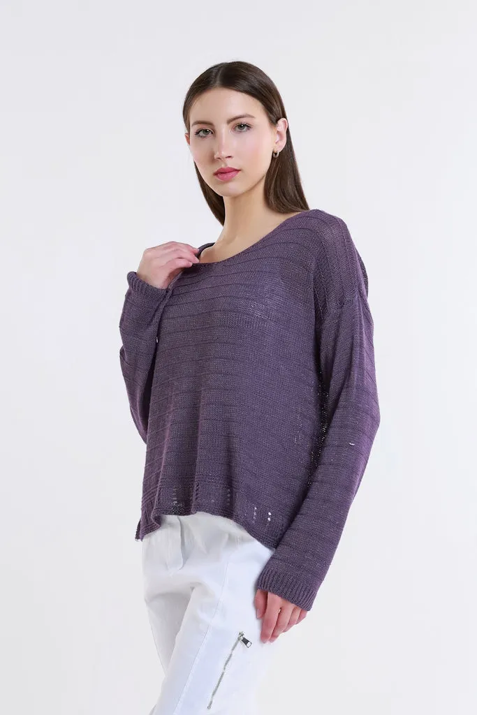 Cheryl LS Ribbed Linen Blend Sweater (BLS231)