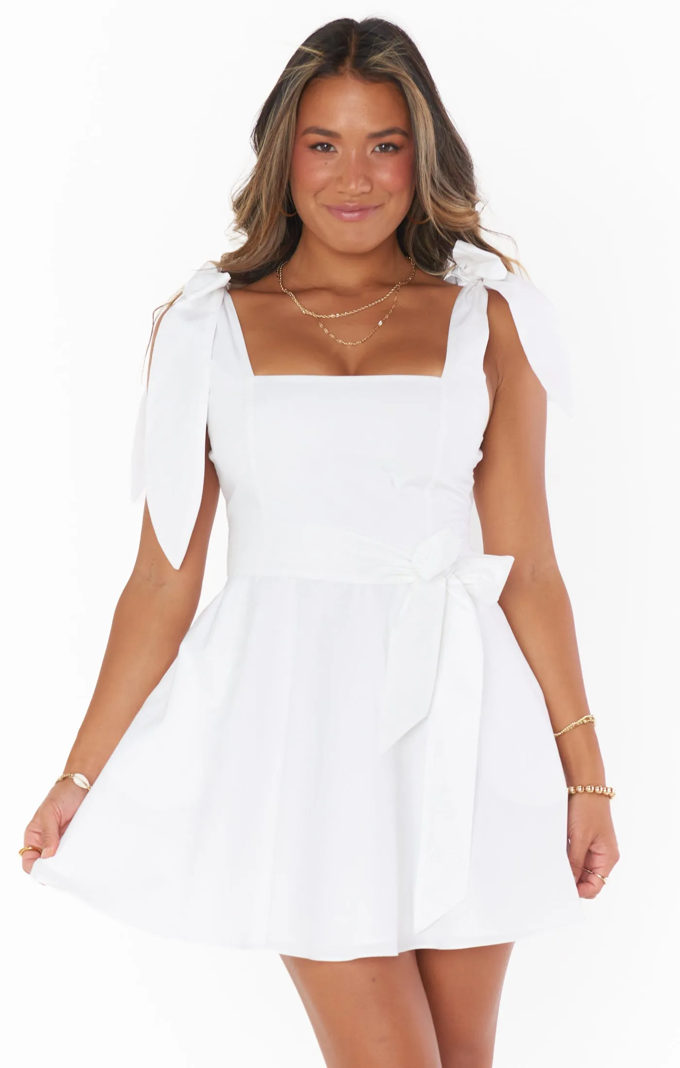 Claire Mini Dress ~ White Poplin