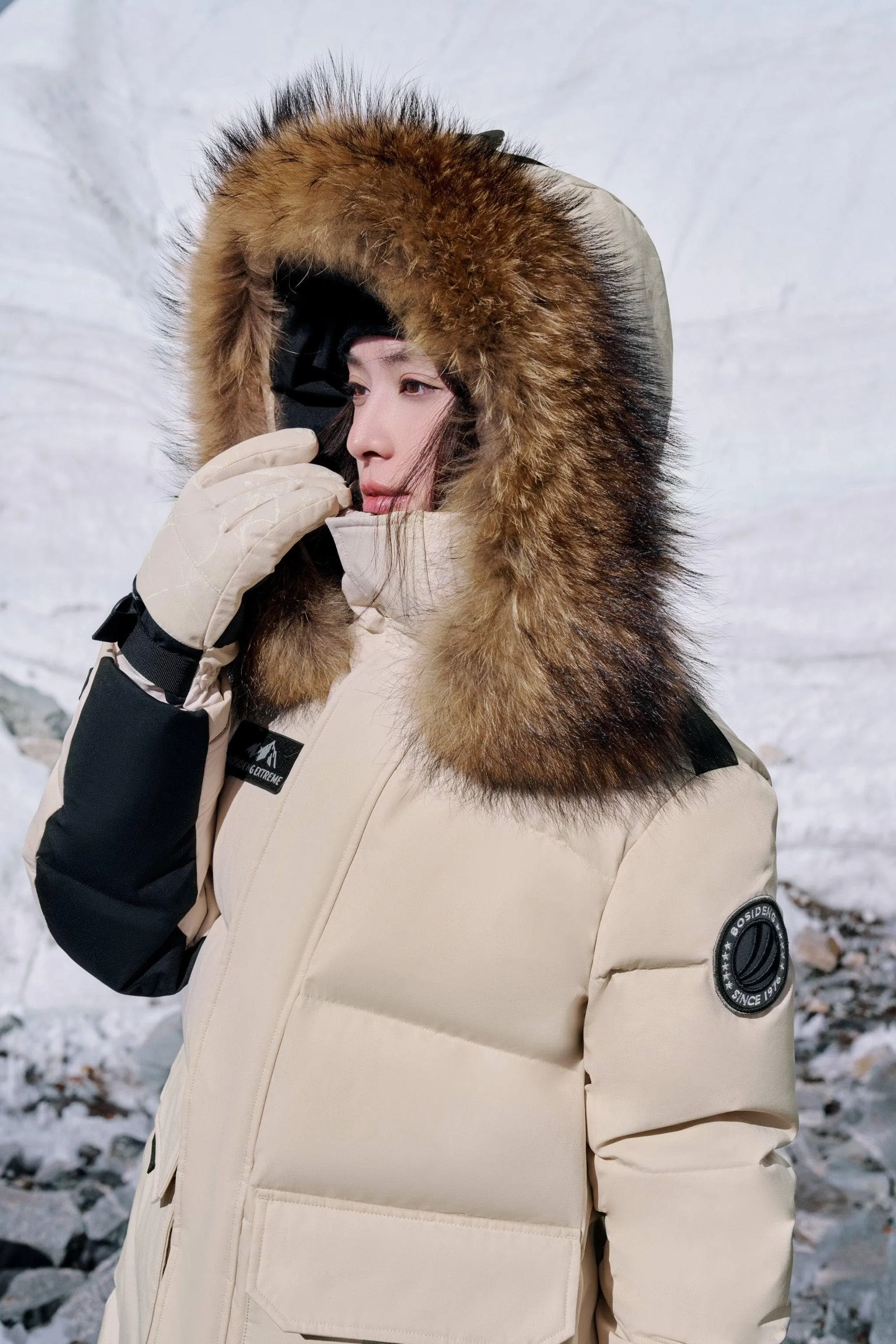 Classic Extreme Full-length Goose Down Parka With Fur Hood