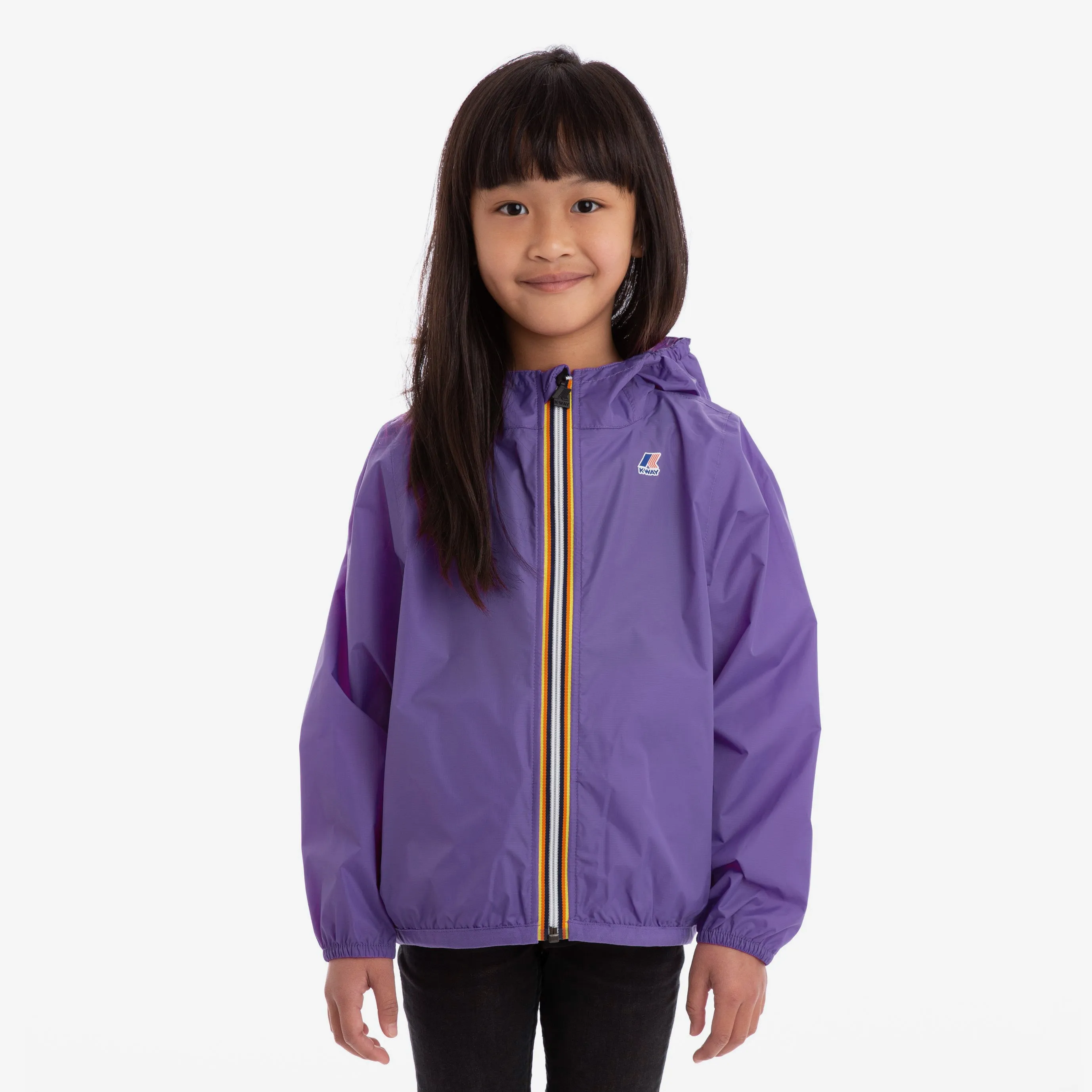 Claude - Kids Packable Full Zip Rain Jacket in Violet