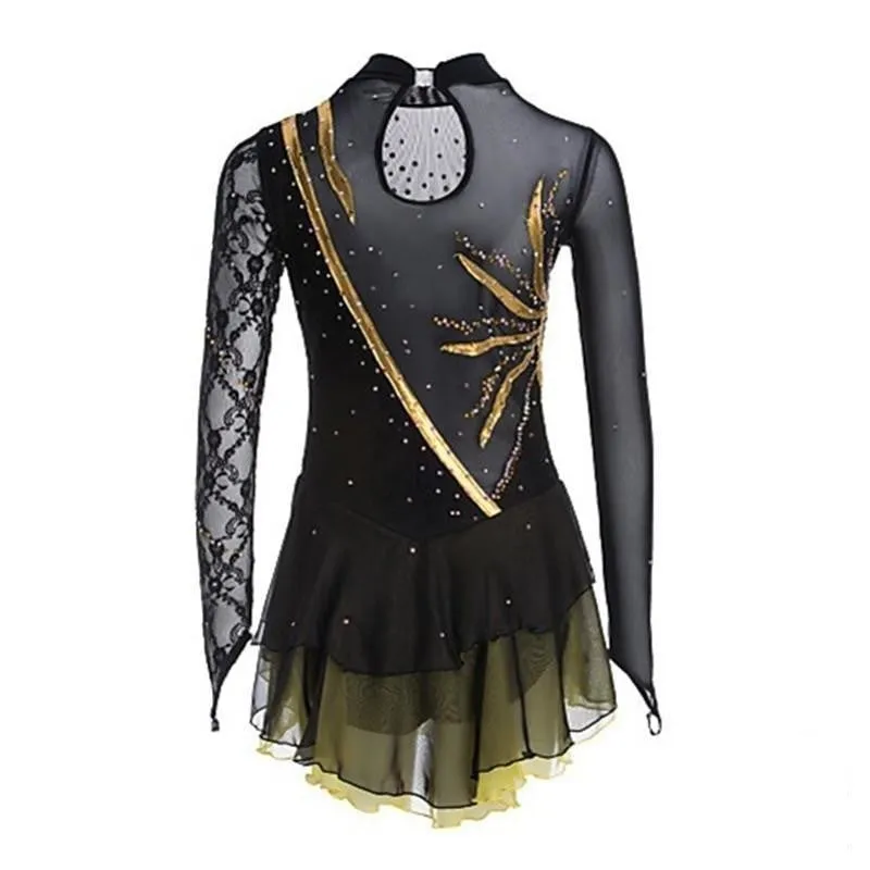 Competion Figure Skating Dress Black Long Sleeves BSU030201