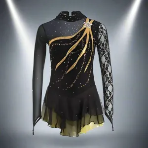 Competion Figure Skating Dress Black Long Sleeves BSU030201