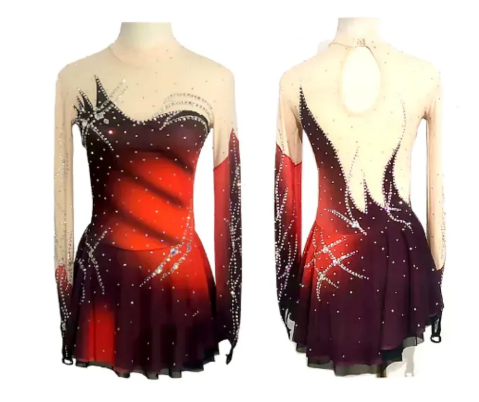 Competition Skating Dress Black Red  BSU070723