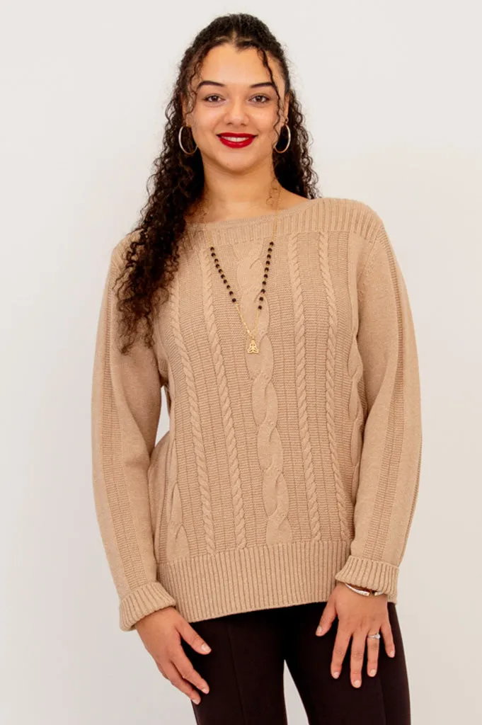 Cora Sweater, Latte, Cotton