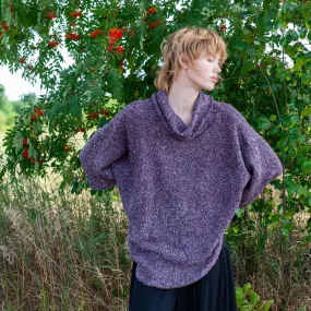 Cowl Neck Poncho-Purple