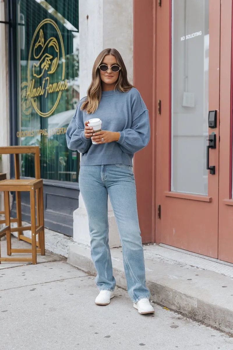 Cozy Long Dolman Sleeve Sweater - Teal - FINAL SALE