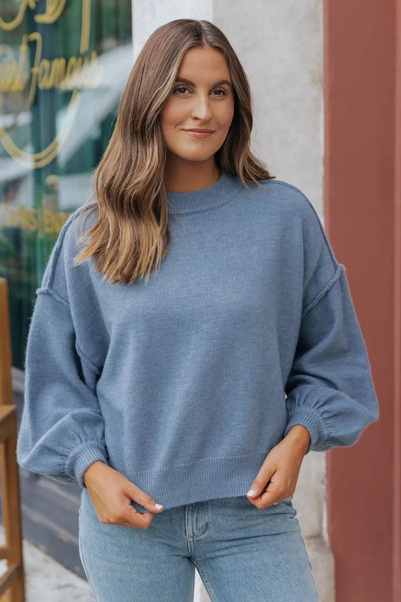 Cozy Long Dolman Sleeve Sweater - Teal - FINAL SALE