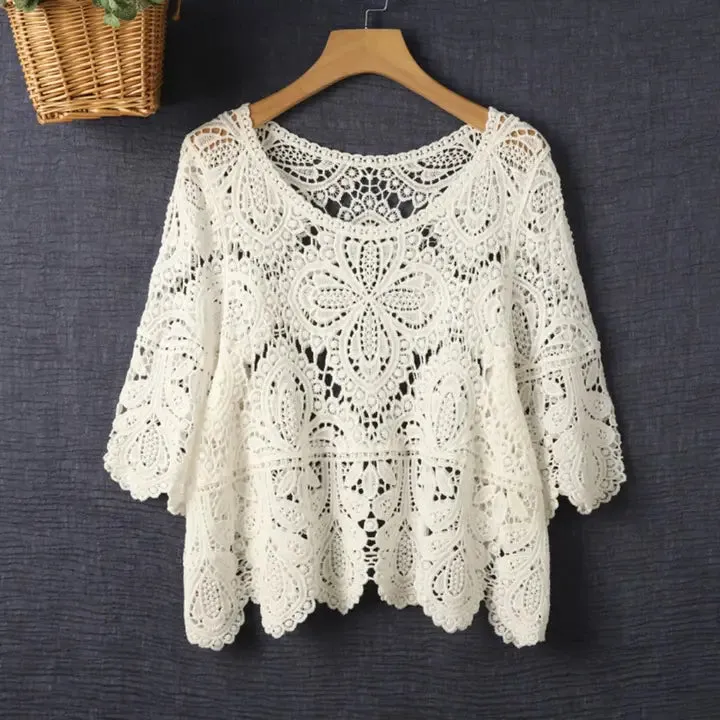 Crochet Hollow-Out Pullover Top