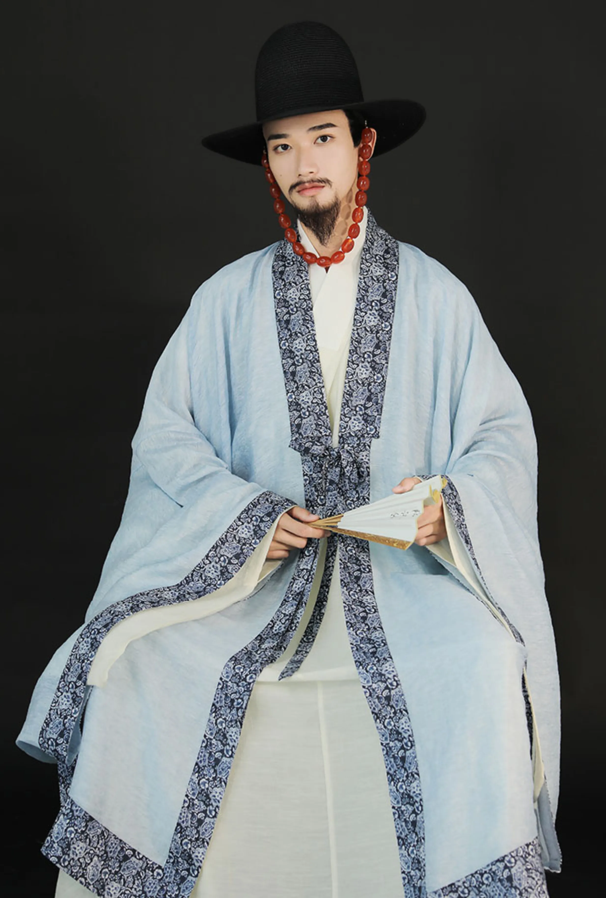 Cui Wei 翠微 Blue Mountain Ming Dynasty Men's Summer Linen Dachang Jacket