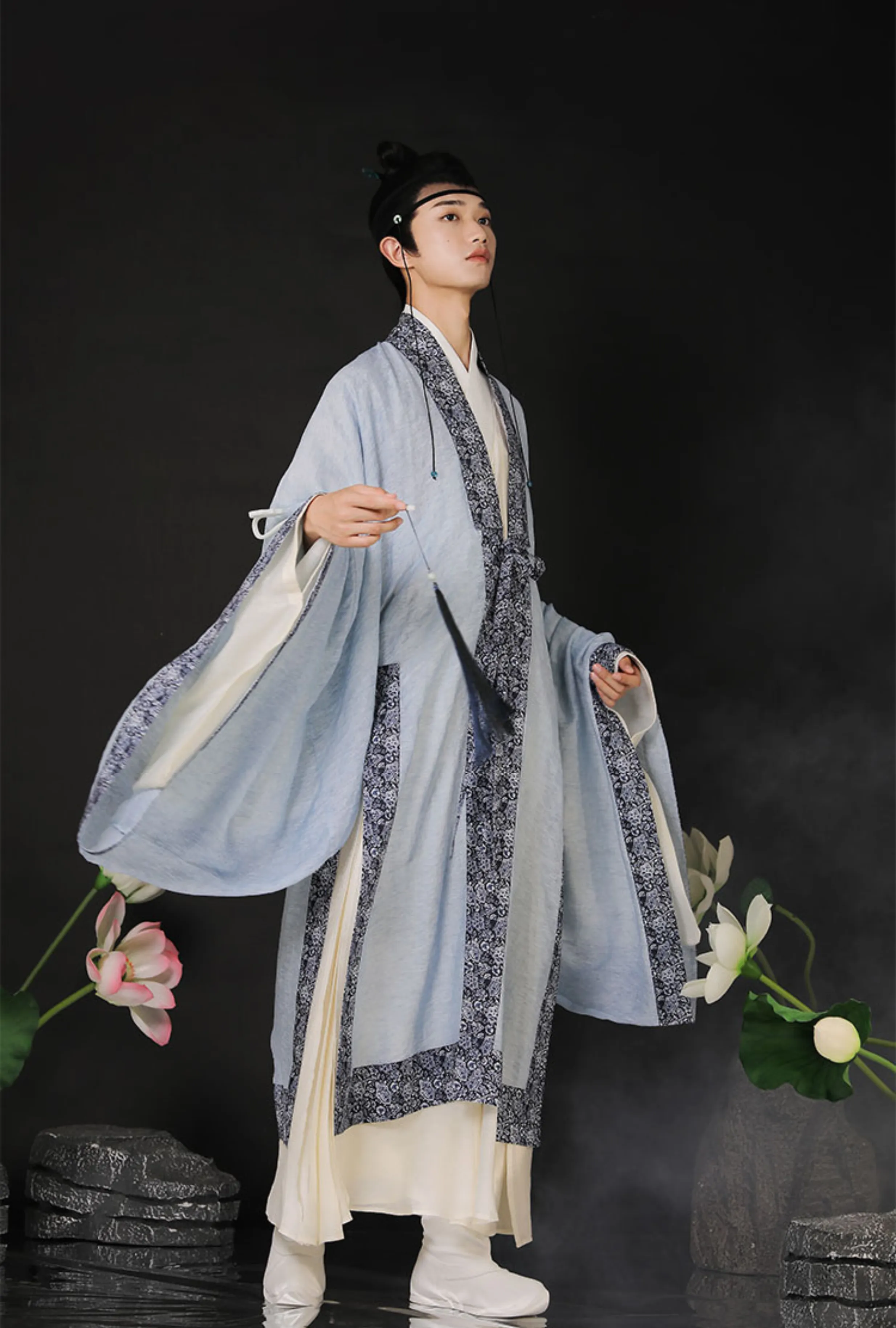 Cui Wei 翠微 Blue Mountain Ming Dynasty Men's Summer Linen Dachang Jacket