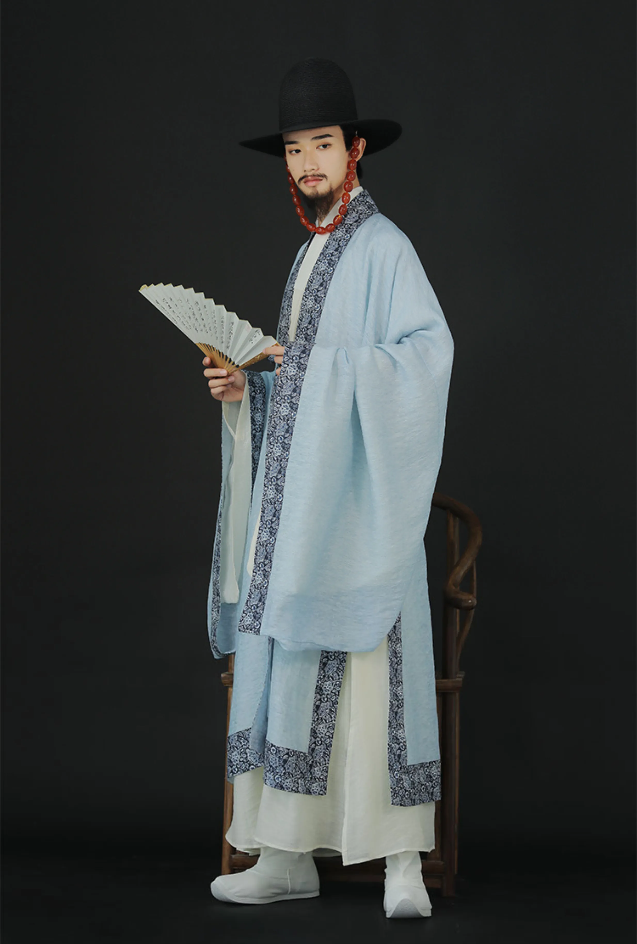 Cui Wei 翠微 Blue Mountain Ming Dynasty Men's Summer Linen Dachang Jacket