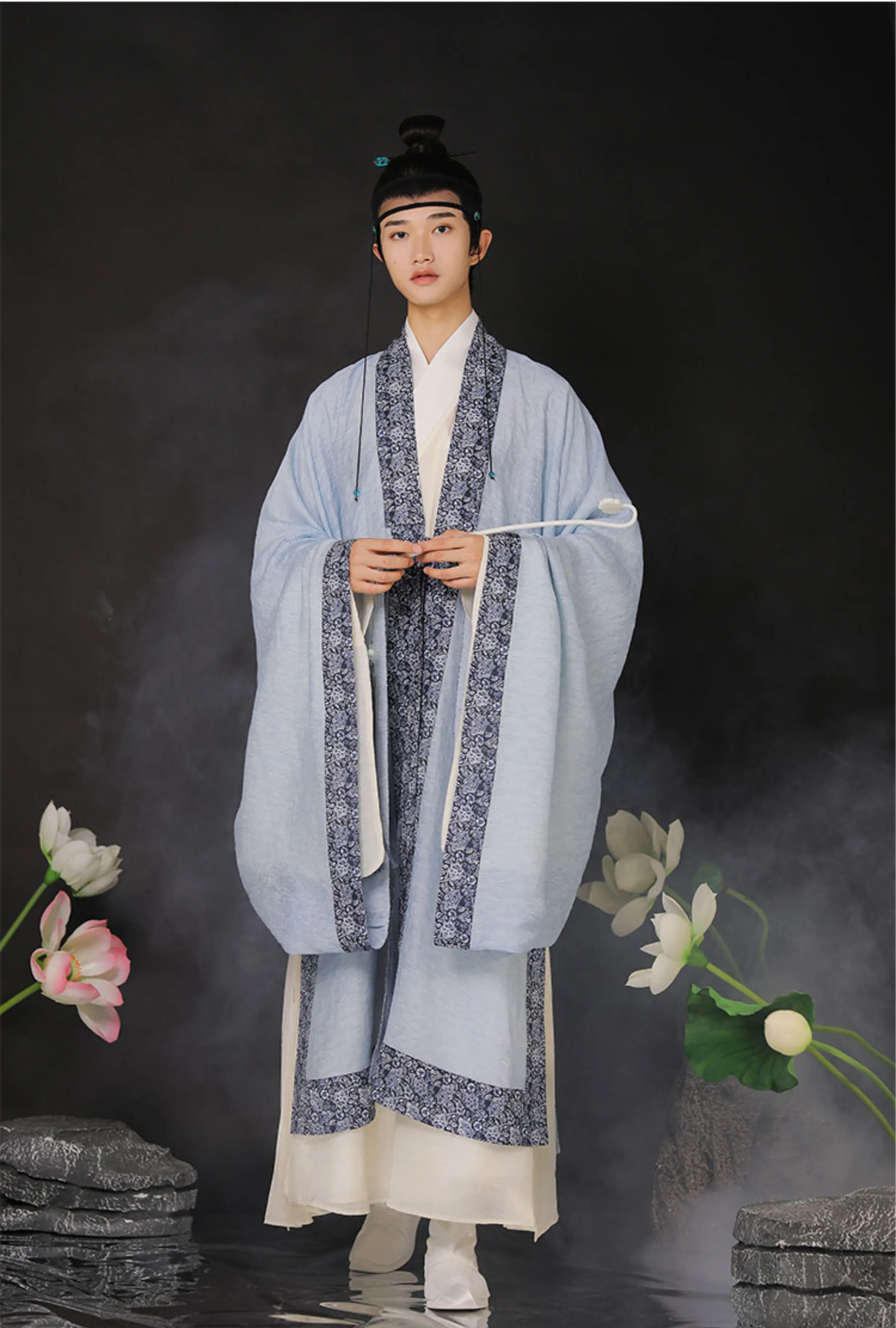 Cui Wei 翠微 Blue Mountain Ming Dynasty Men's Summer Linen Dachang Jacket