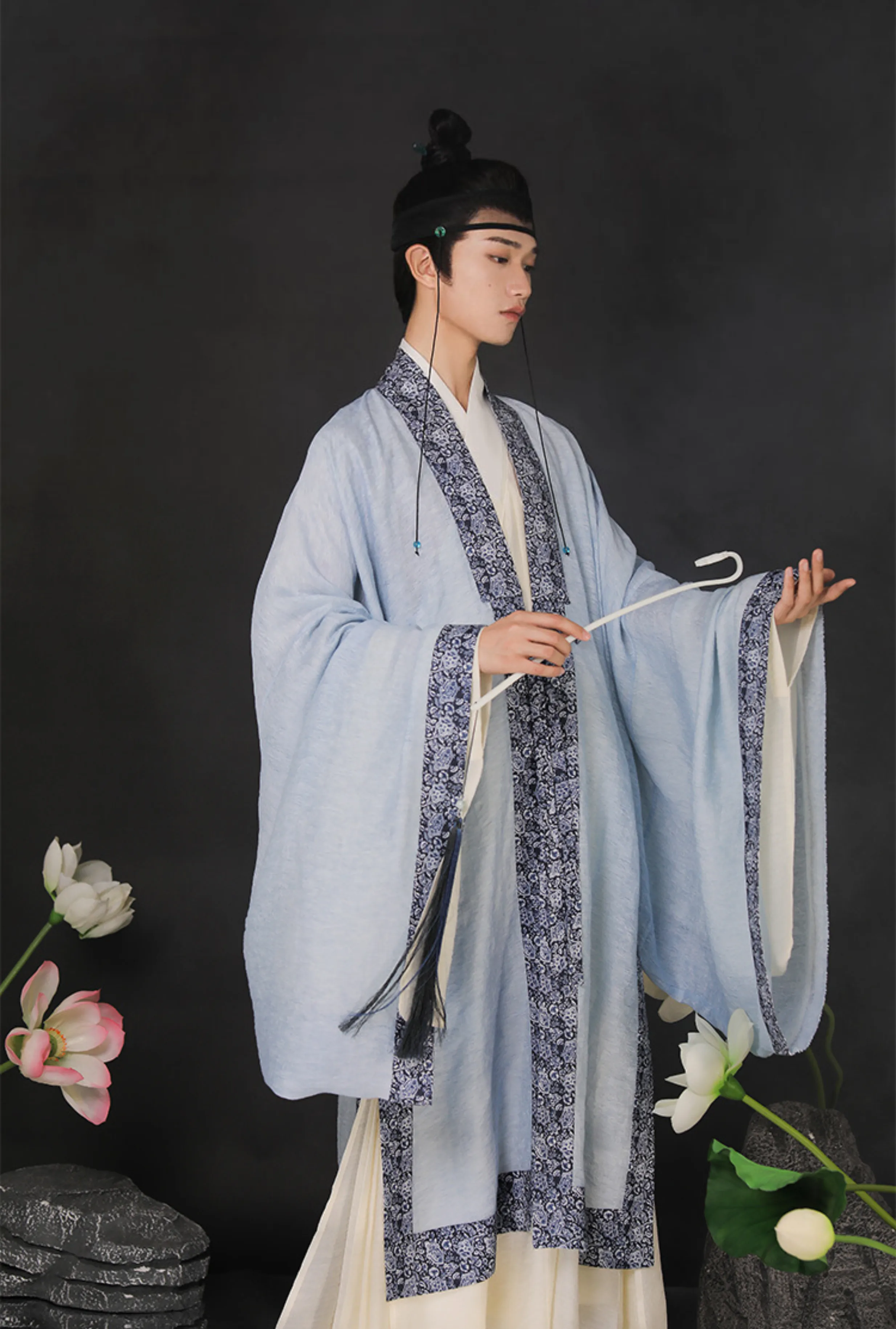 Cui Wei 翠微 Blue Mountain Ming Dynasty Men's Summer Linen Dachang Jacket