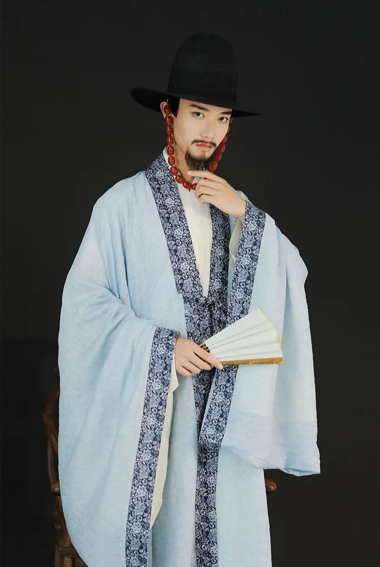 Cui Wei 翠微 Blue Mountain Ming Dynasty Men's Summer Linen Dachang Jacket