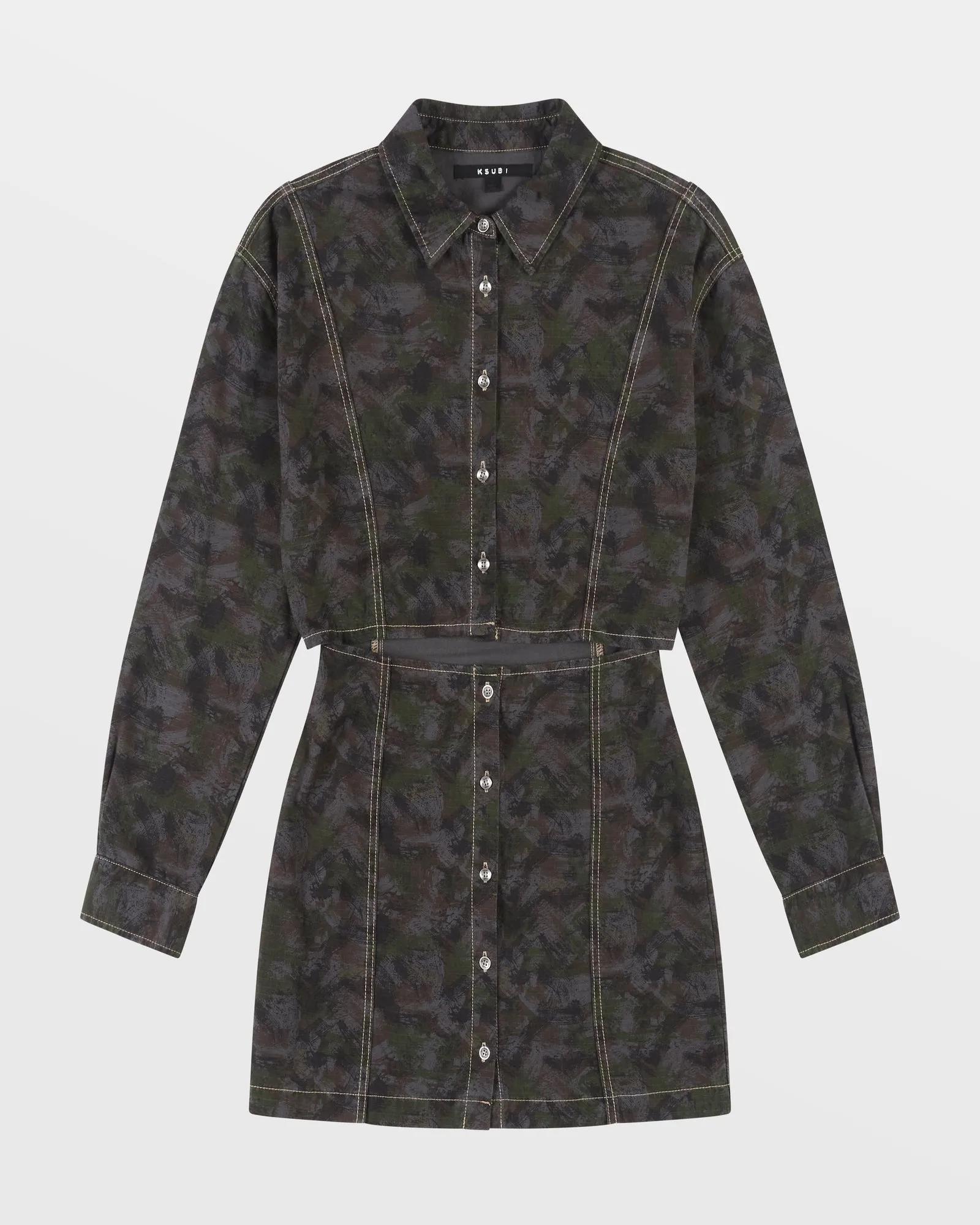 CUTOUT SHIRT DRESS CAMO