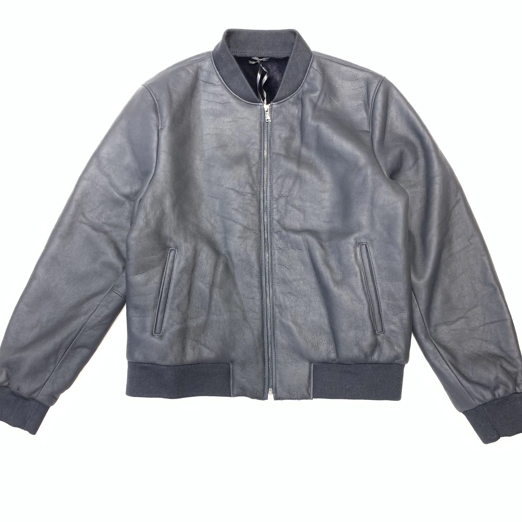 Daniels Leather Men's Grey Bomber Shearling Jacket