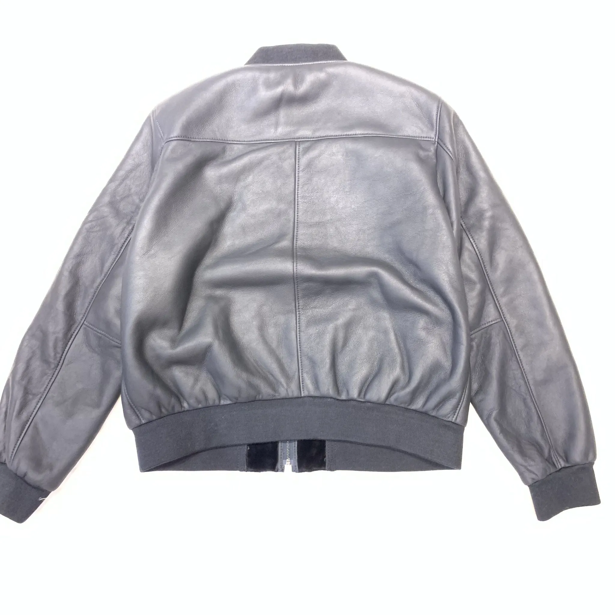 Daniels Leather Men's Grey Bomber Shearling Jacket