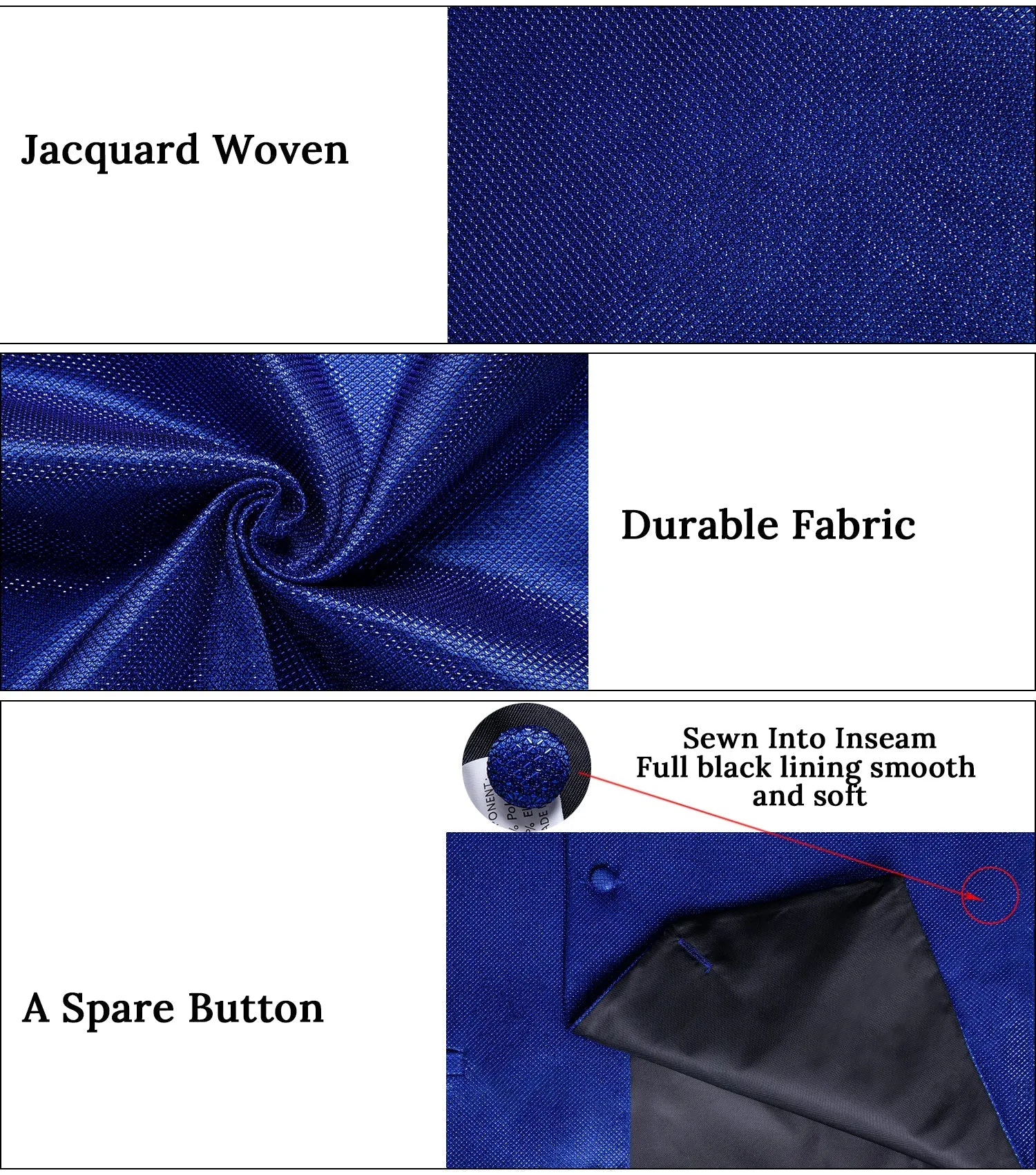 Dark Blue Solid Shiny Men's Vest Bowtie Hanky Cufflinks Set Waistcoat Suit Set