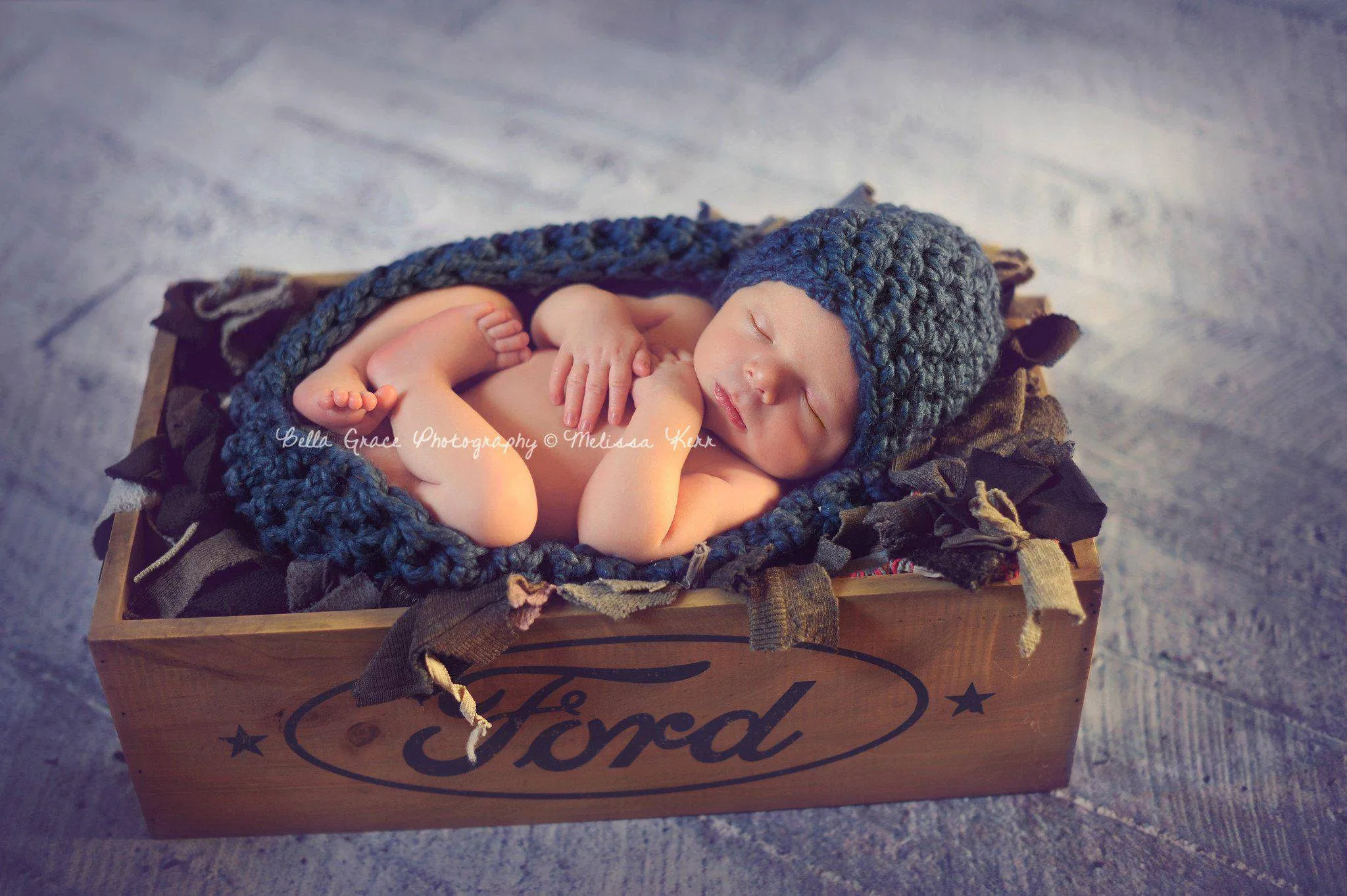 Denim Blue Baby Bowl And Hat Set