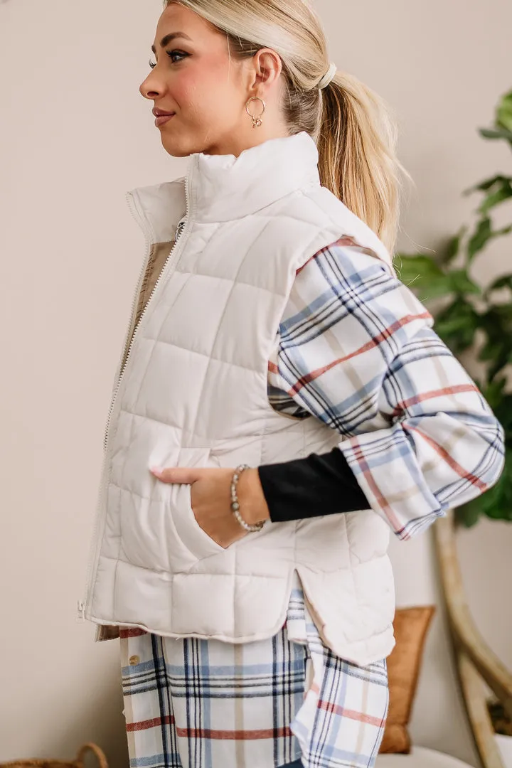 Do Me A Solid Puffer Vest | Ecru