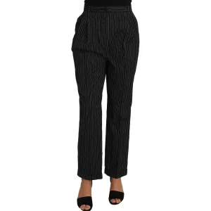 Dolce & Gabbana Elegant Black Pinstripe Dress Pants