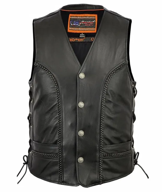 DS131 Men's Braided Leather Vest