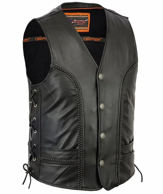 DS131 Men's Braided Leather Vest