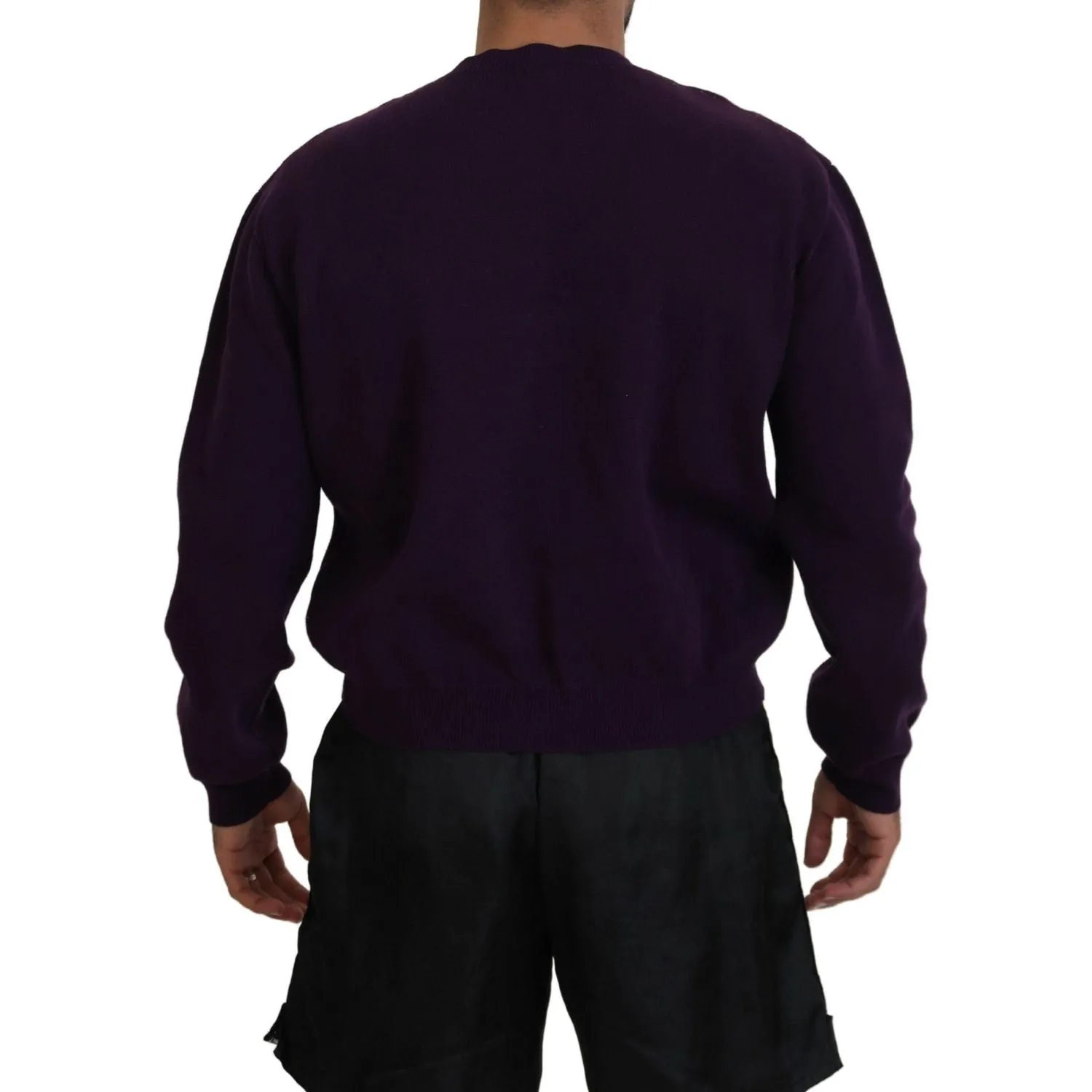 Dsquared² Purple Cotton Printed Men Pullover Sweater