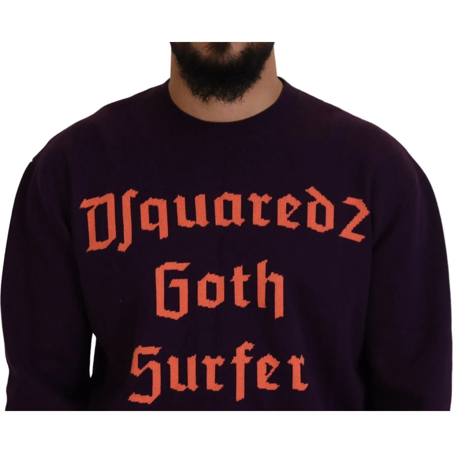 Dsquared² Purple Cotton Printed Men Pullover Sweater