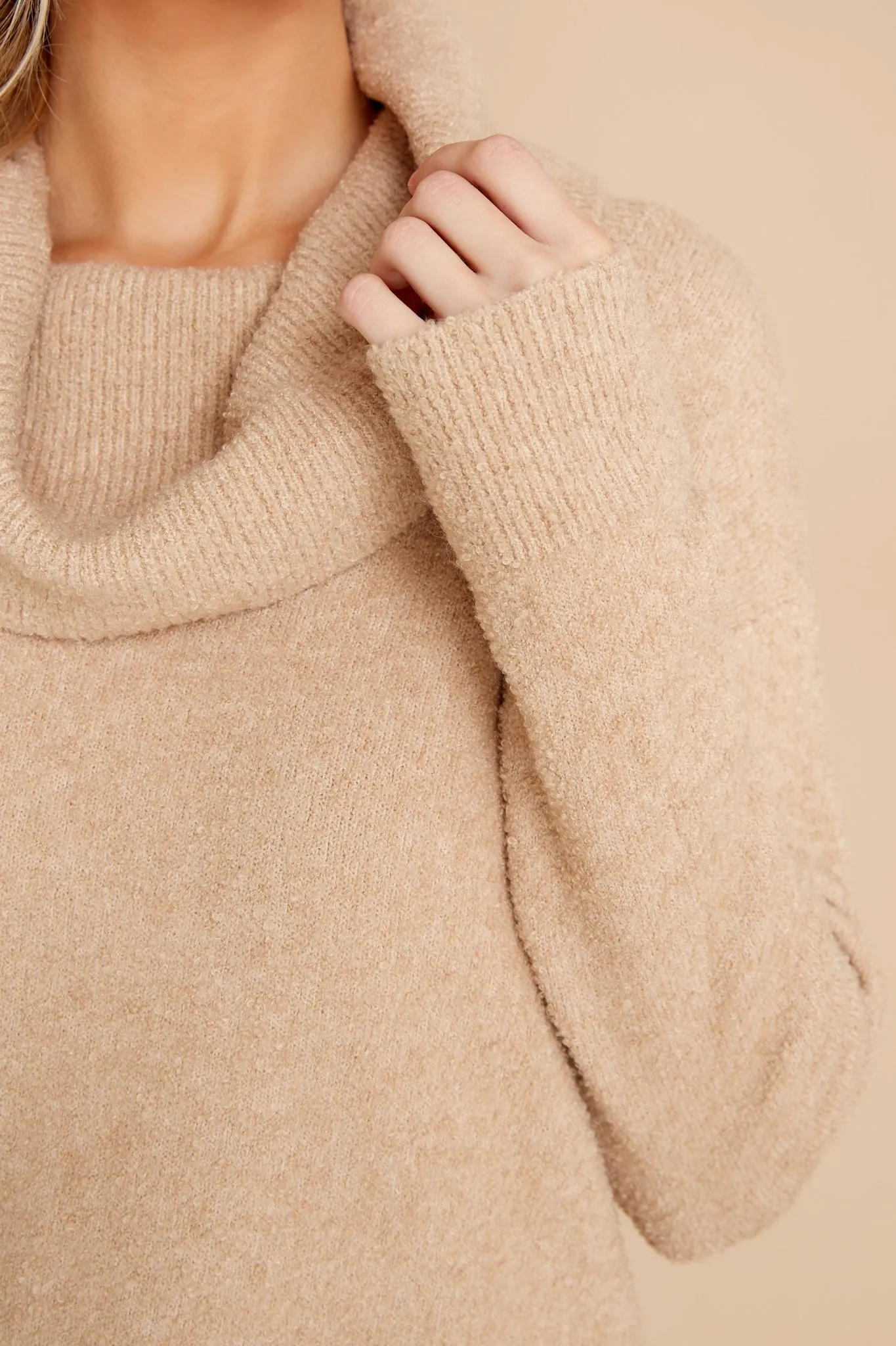 EcoChic® Soft Camel Cowl Neck Pullover