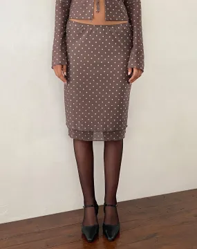 Eldonia Midi Skirt in Basic Polka Brown