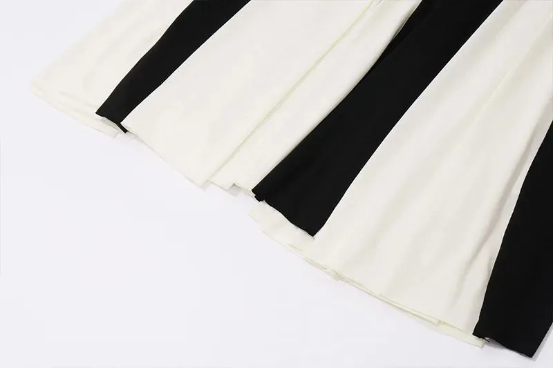 Elegant  Female Black White Patchwork Hem Maxi Dress Women Sexy Sleeveless Party Dresses