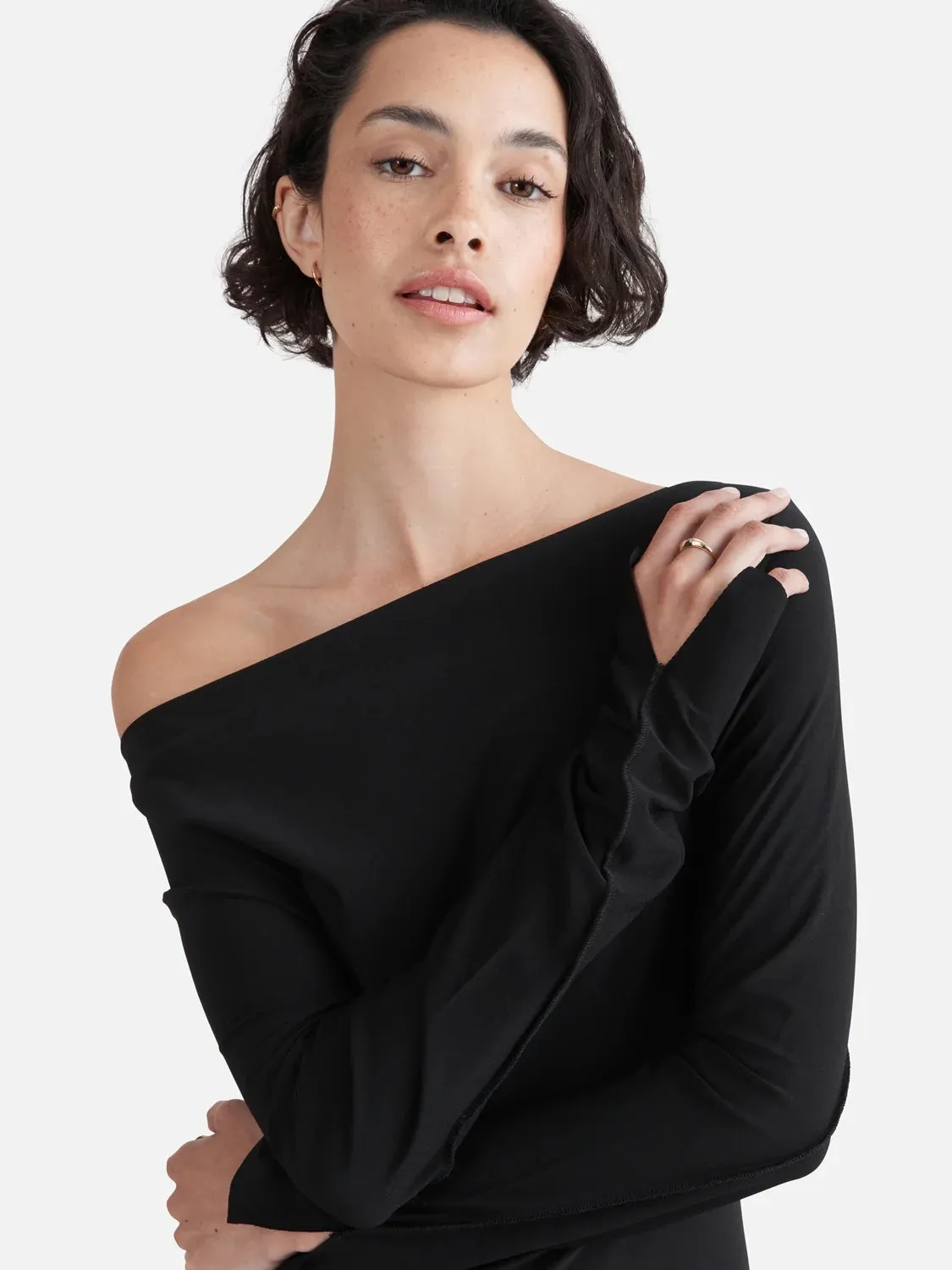 ENA PELLY OFF THE SHOULDER MIDI DRESS