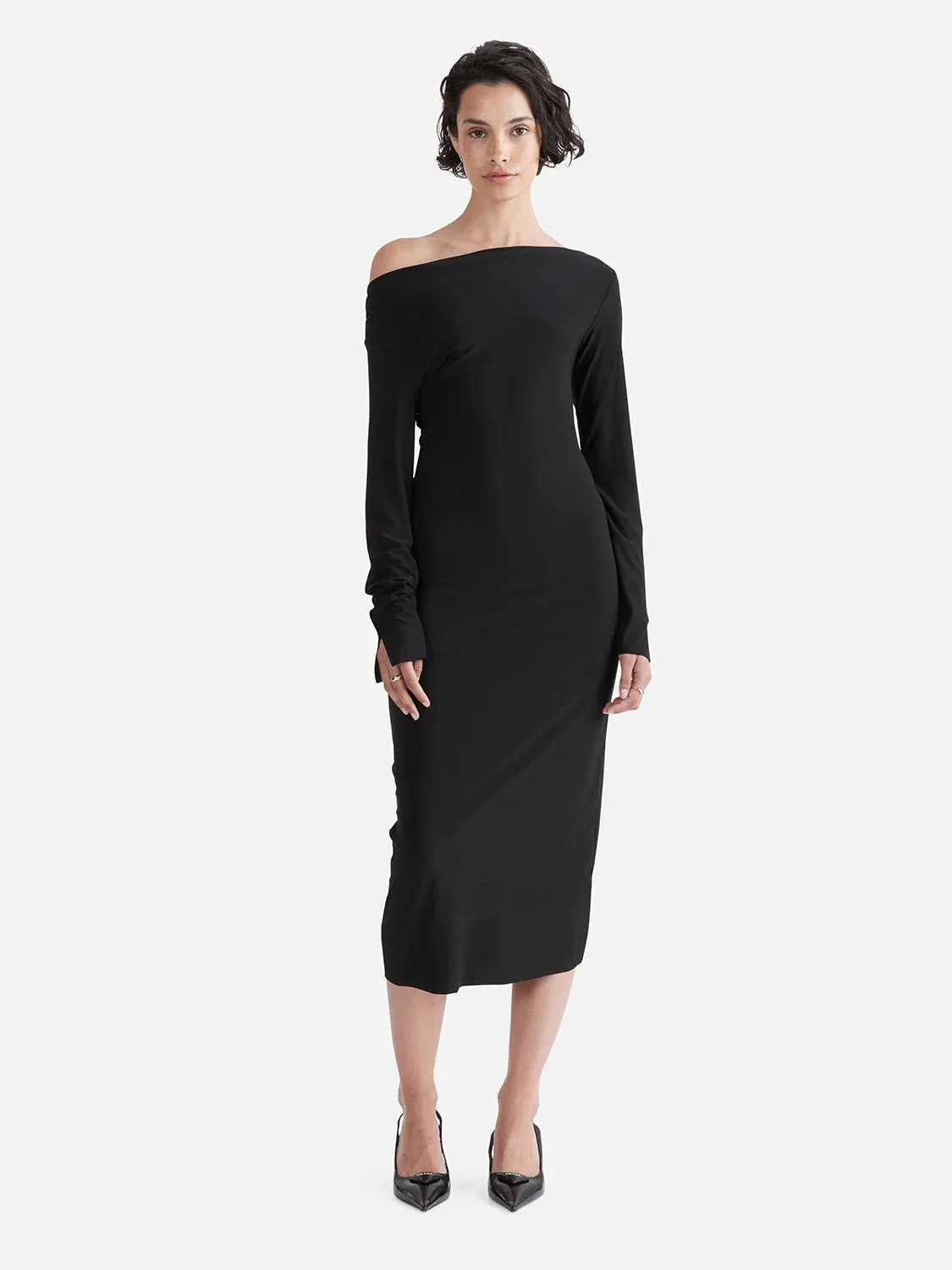 ENA PELLY OFF THE SHOULDER MIDI DRESS