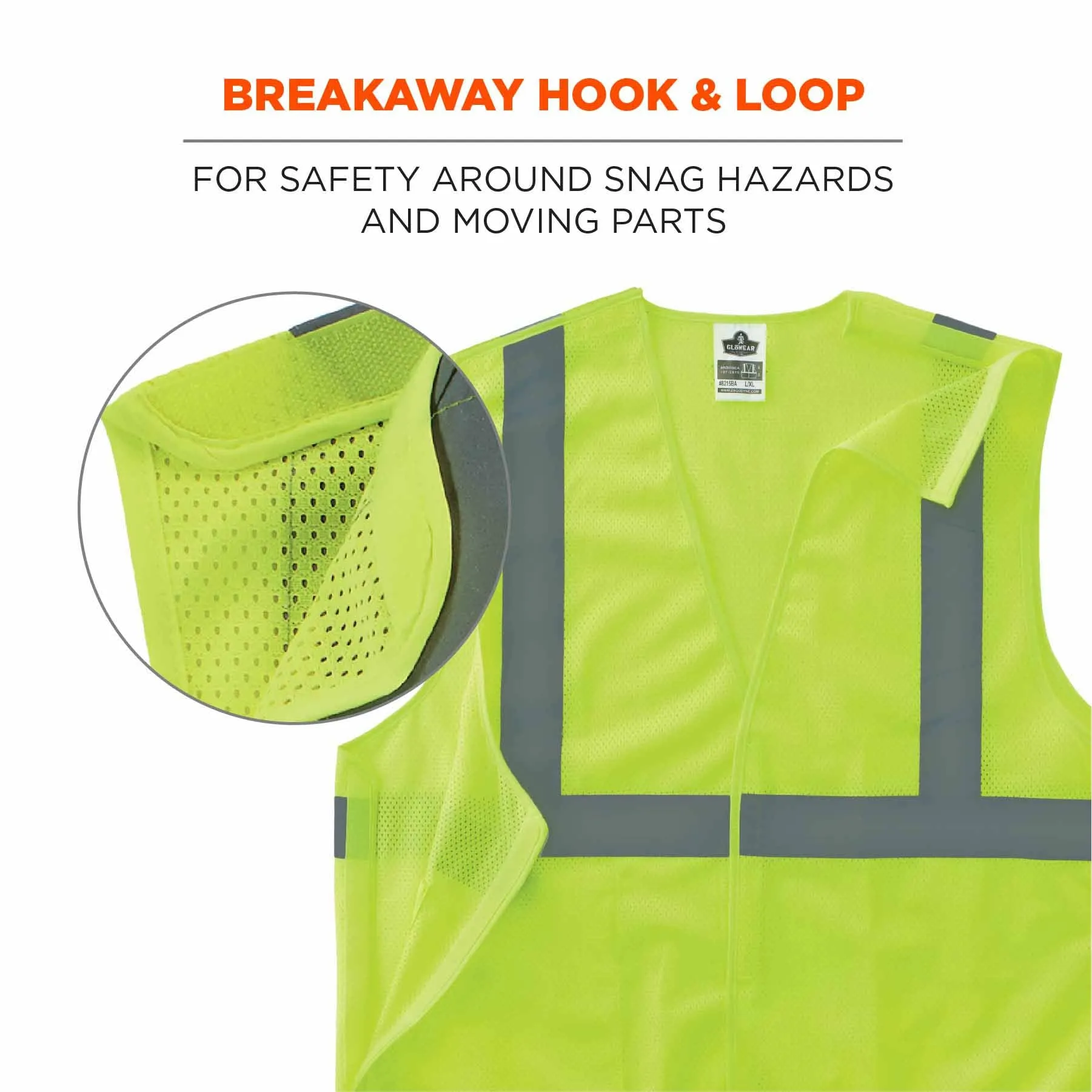 Ergodyne 24546 8215BA-S 2XL Lime Class 2 Economy Breakaway Mesh Vest - Single Size