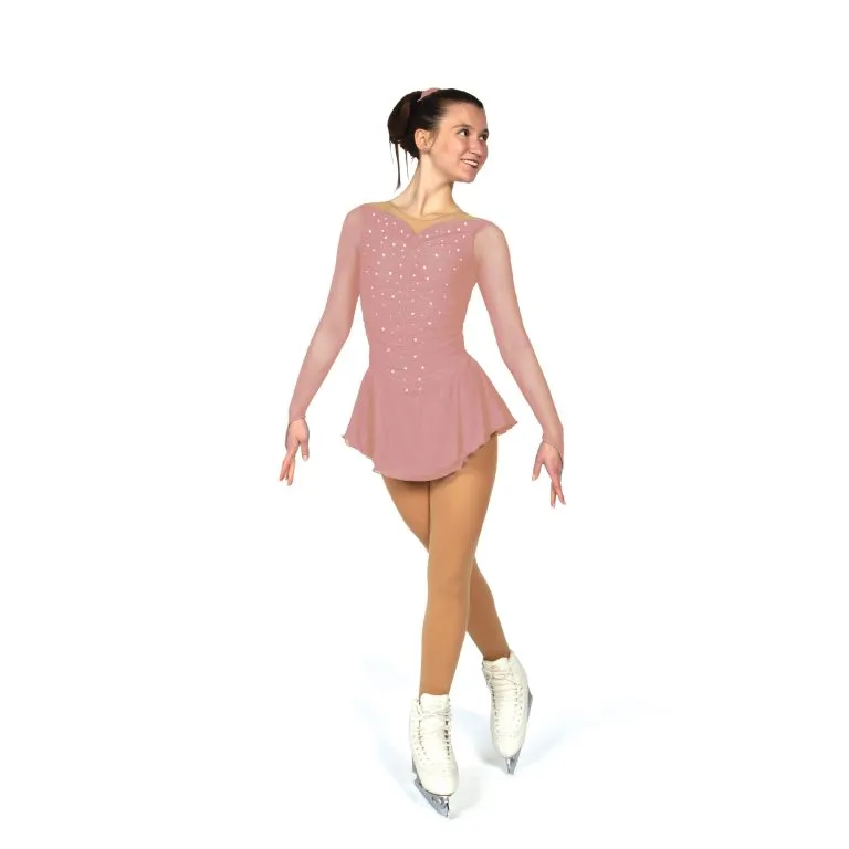 F22011R Competition Figure Skating Soft Ruched Dress CRYSTALS