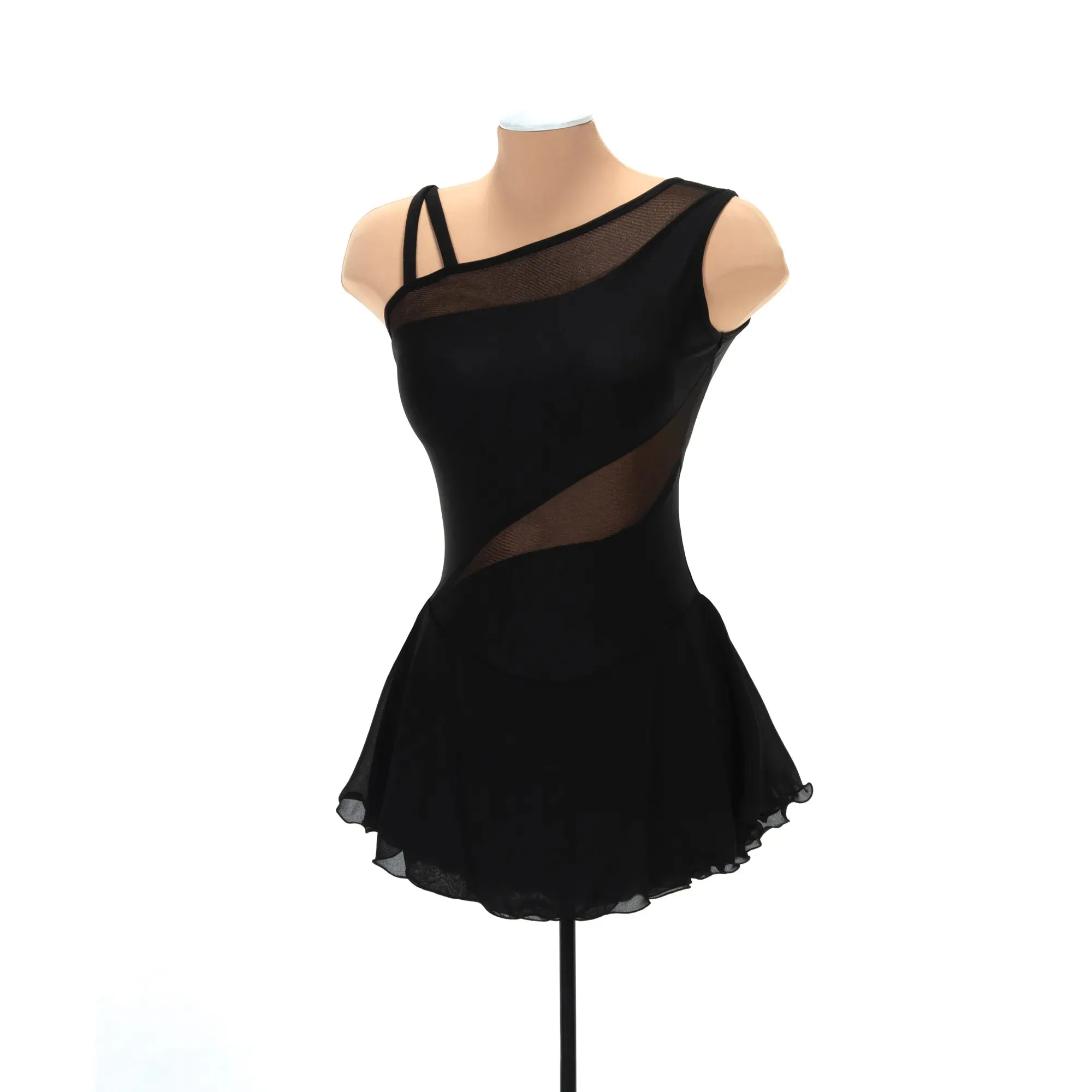 F24004P Competition Figure Skating Mesh Insert Dress Plain