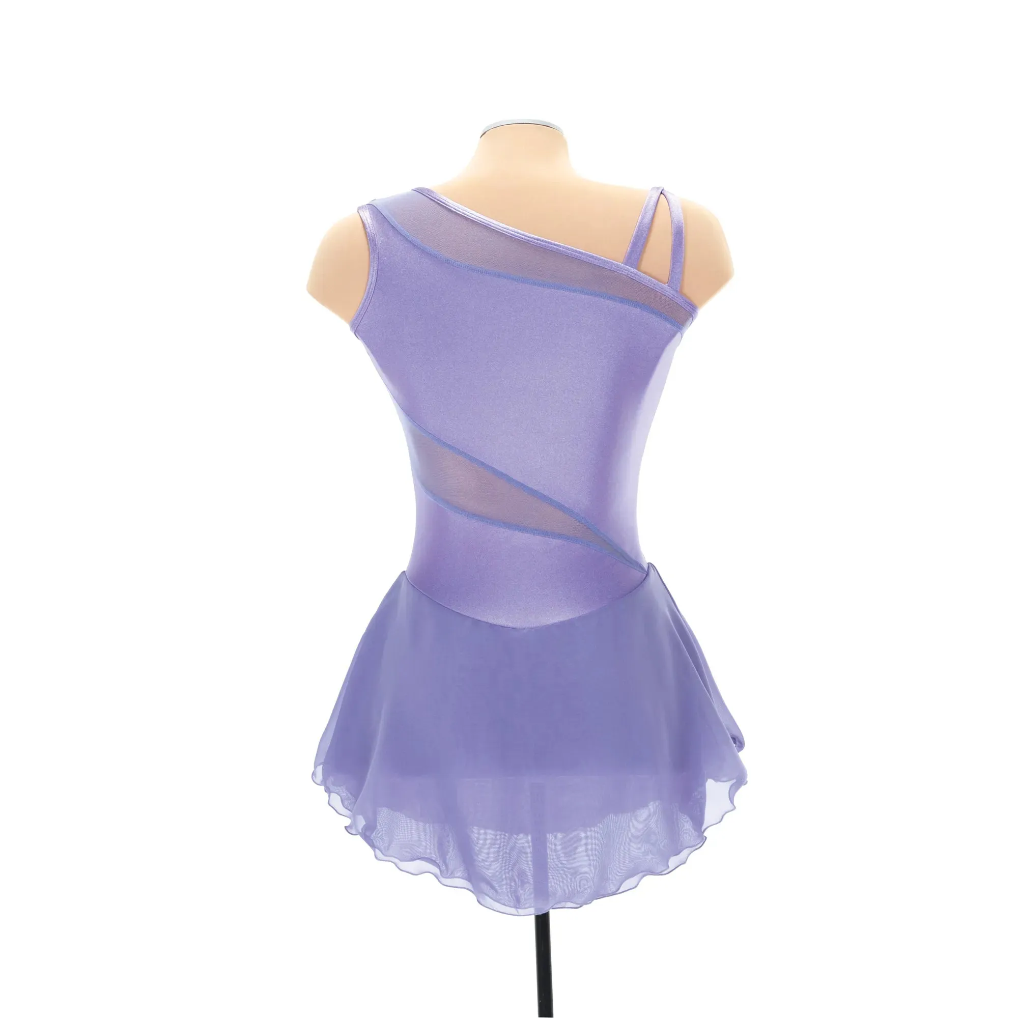 F24004P Competition Figure Skating Mesh Insert Dress Plain